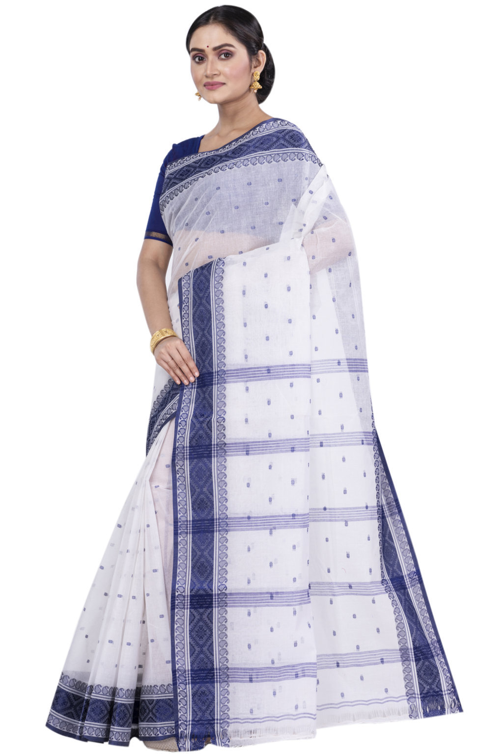 Blue Pure Cotton Boysko_Tant Tant Saree (846)